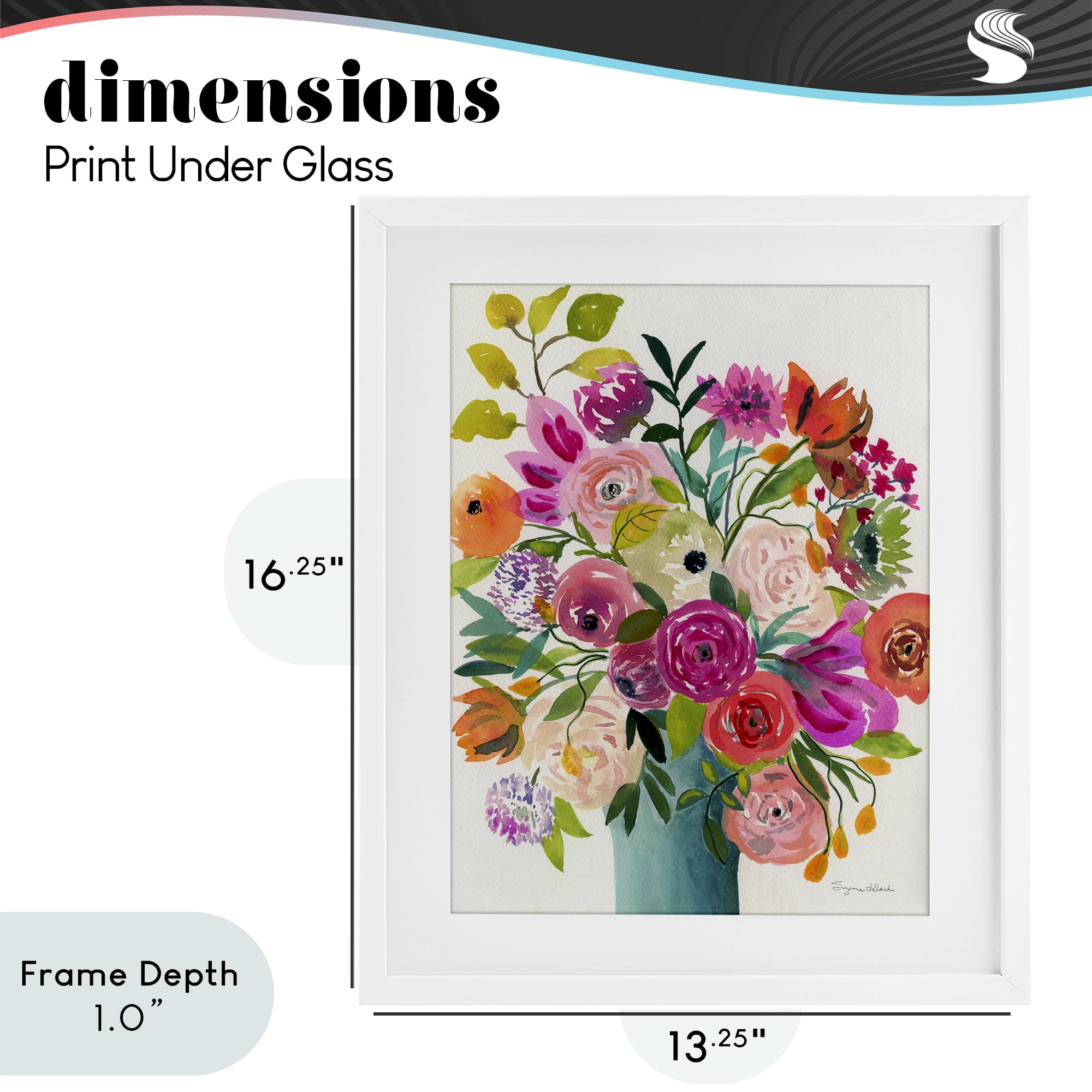 Stupell Industries Jewel Of Summer Bouquet White Framed Print Under Glass, design by Suzanne Allard