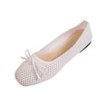 thumbnail image 2 of Miluxas Woven Ballet Flats for Women Cute Mary Janes Bow Elastic Strap Summer Straw Comfortable Casual Dressy Shoes White 9.5(43), 2 of 8