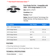 thumbnail image 2 of Front Brake Pad Set - Compatible with 2004 - 2010 Dodge Dakota 3.7L V6 2005 2006 2007 2008 2009, 2 of 2