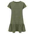 thumbnail image 7 of Vetsdori Juniors Short Sleeve Mini Dresses Plain Sundress Summer Crew Neck Holiday Party,Beach Pleated Dress for Women Tunic, 7 of 7