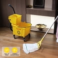 thumbnail image 2 of 35-Qt Commercial Mop Bucket with Side Press Wringer Floor Cleaning Rectangular Mop Bucket on Wheels, Yellow, Including Mop and Mop Head Replacement, 2 of 7