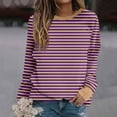 thumbnail image 2 of YABCSAZ Plus Size Long Sleeve Shirts for Women Casual Crewneck Striped Color Block Sweatshirts Soft Comfy Shirt Tops Trendy Pullover T Shirts Blouse, 2 of 5