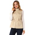 thumbnail image 1 of INSPIRE CHIC Women's Sleeveless Drawstring Waist Pocket Sleeveless Zipper Utility Vest, 1 of 6