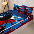 thumbnail image 3 of Erosebridal Cartoon Graffiti Spider Zipper Twin Comforter Sets with Fitted Sheet and 2 Pillowcases,Spooky Halloween Themed Zipper Bedding Set For Boys,Navy Blue Reversible,4pcs, 3 of 7