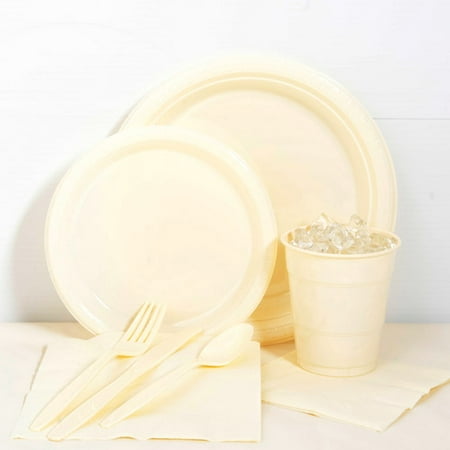 Ivory Plastic Tableware Party Pack for 20