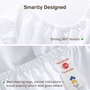 California Design Den Cal King Fitted Sheet Only, Soft 400 Thread Count 100% Cotton Sateen, Deep Pocket, All-Around Elastic, Side Indicators - Bright White