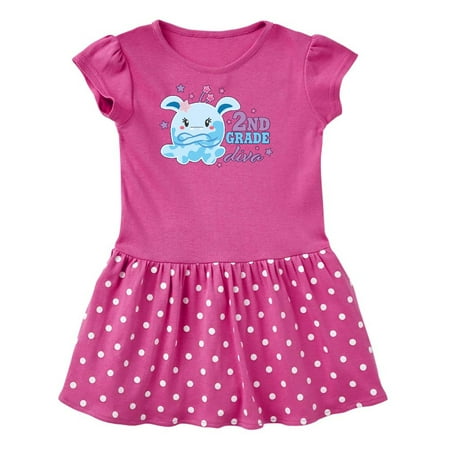 

Inktastic 2nd Grade Diva with Cute Blue Monster Gift Toddler Girl Dress