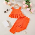 thumbnail image 2 of XZNPDUCQ Toddler Girls Summer Short Sleeve T-Shirt Tops Elastic Shorts Set 2Pcs Casual Outfit Jog Suits Set kids For 18-24 Months 2t 3t 4t 5t Dailywear Orange，2-3 Years, 2 of 8