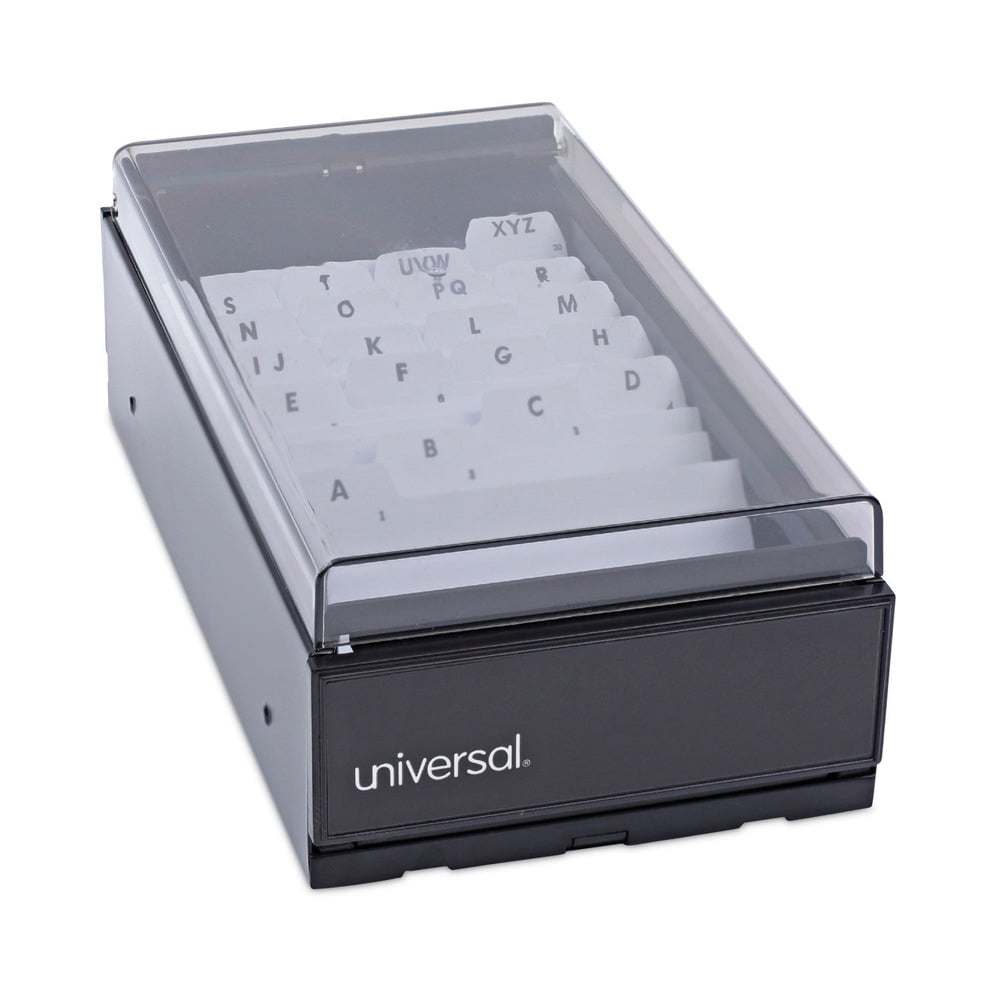 Universal, Business Card File, 4 1/4 x 8 1/4 x 2 1/2, Black