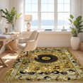 thumbnail image 3 of Design&I 8'x10' Washable Area Rug Sleek Flatweave Pet Friendly Music Vinyl Cd Record Vintage Note Mosaic Retro Disc Center Soundwave for King Size Bedroom, Under Bed, 3 of 7