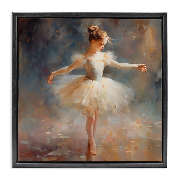 Stupell Industries Ballerina In White Tutu Black Framed Floater Canvas Wall Art, design by Creative Studio