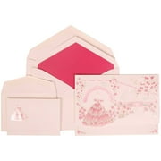 JAM Paper Wedding Invitation Combo Set, 1 Large & 1 Small, Colorful Princess Set, Pink Card with Pink Lined Envelope -100/pack