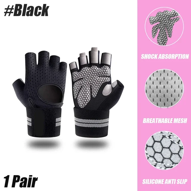 AIGIA Gants de Musculation pour Hommes et Femmes Gants d'Exercice Antidérapants Support de Poignet Ajustable Protection Complète de la Paume