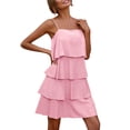 thumbnail image 6 of Hfolob Womens Dresses Women's 2024 Summer Dresses Sleeveless Ruffle Tiered Layered Chiffon Pleated A Line Swing Mini Dresses Beach Dress For Women 2024 Vacation, 6 of 8