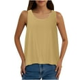 thumbnail image 2 of Women'S Summer Camisole Fashion Tank Tops Solid Color Round Neck Back Slit Casual Khaki Camisoles S-L, 2 of 7