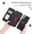 thumbnail image 6 of Feishell for Samsung Galaxy S21 Multi-Function Wallet Case, with Wrist Strap, Premium PU Leather 2 in 1 Magnetic Detachable Purse 14 Card Holder Slots Zipper Pocket Phone Case for Women Men,Black, 6 of 8