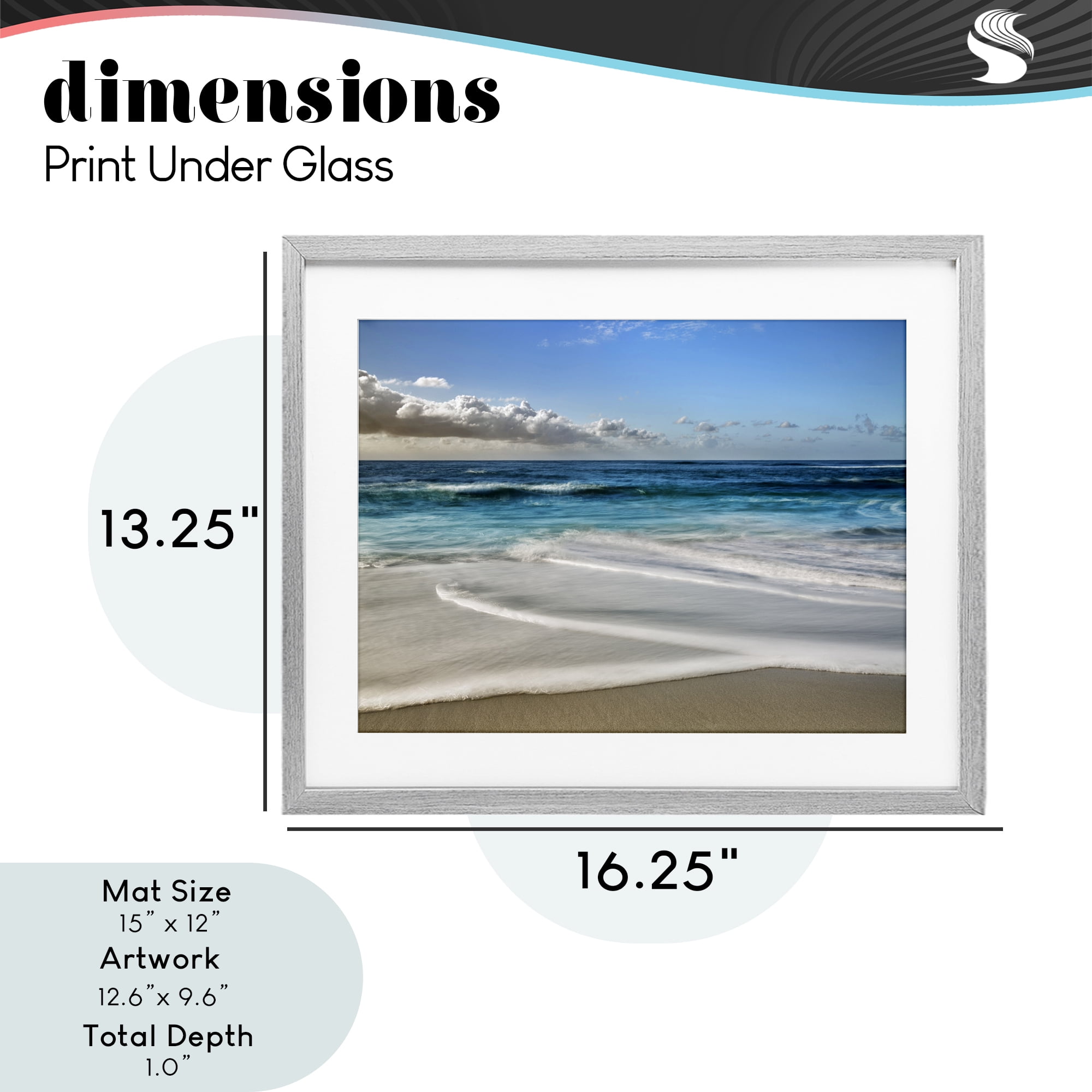 Stupell Industries Morning Foam on Shore Gray Framed Print Under Glass, design by Superstock