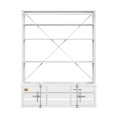 thumbnail image 2 of Benjara Metal Base Bookshelf and Ladder with 2 Extra Storage Compartments, White, 2 of 5
