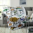 thumbnail image 2 of Cozy Dinosaur Cartoon Flannel Throw Blanket - Soft, Warm & Allergy-Friendly for Couch, Bed, Office - Perfect Gift for Halloween & Christmas, 2 of 5