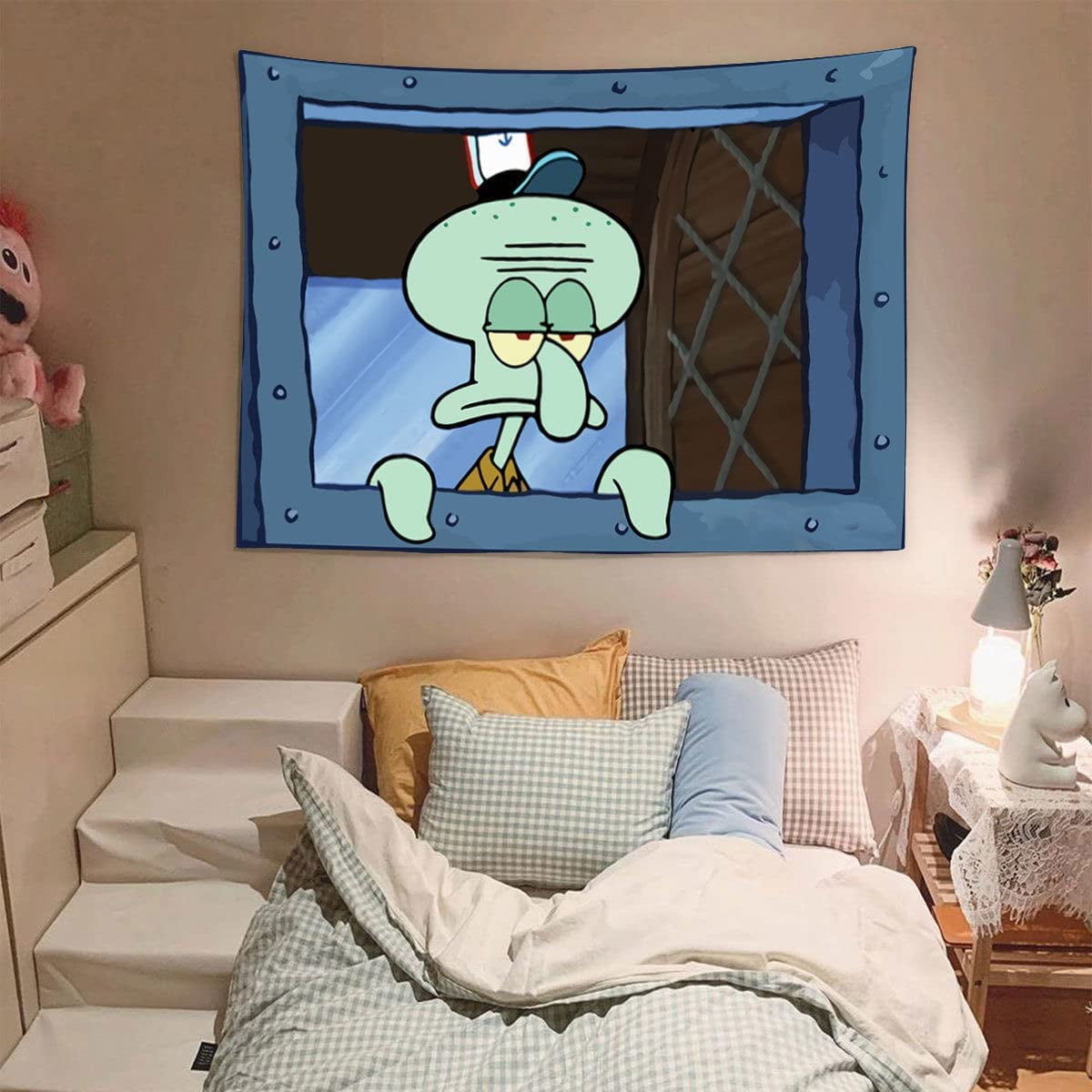 Funny Meme Tapestry Cartoon Anime Squidward Tapestry Wall Art Tapestry Wall Hanging Dorm Backdrop Home Decor for Bedroom Living Room Walmart