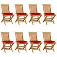 thumbnail image 1 of vidaXL Chaises de Jardin avec Coussins Rouges 8 Pcs Bois de Teck Massif, 1 of 12