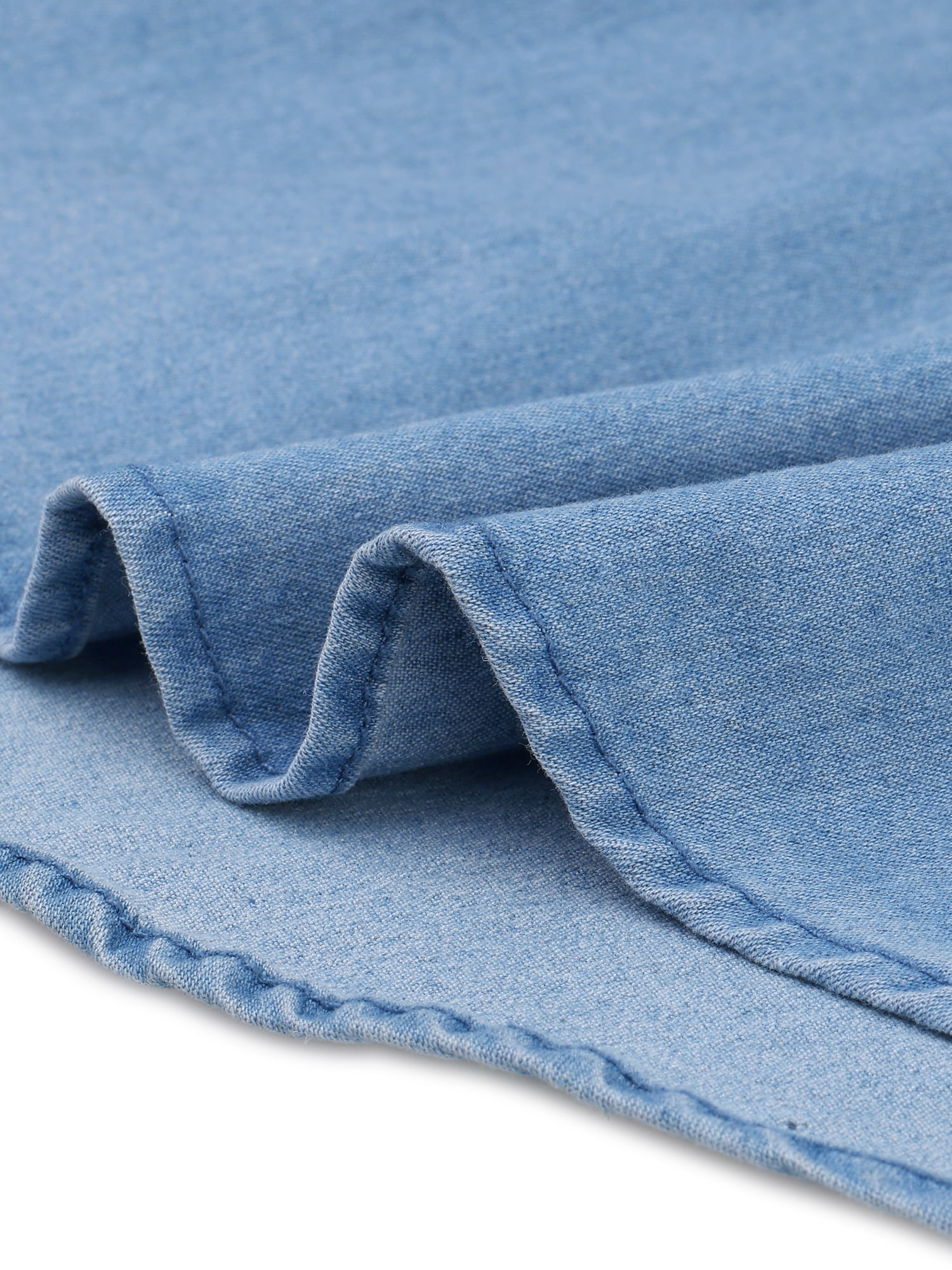 DARING DIVA Women's 3/4 Puff Sleeve Collar Button Down Jean Shirts S Blue