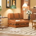 thumbnail image 2 of Rounuo Retro Bean Bag Chair with Western Cowboy Belt, Accent Chair Floor Sofa Mid Century Chaise Lounge Chair Floor Couch for Adults Modern Couch for Living Room Indoor Spaces, Micro Fabric, 2 of 6