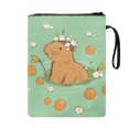thumbnail image 2 of HELLHERO Polyester Fabric Book Protector for Books Lovers Book Carrying Case with Pocket Book Organzier Holder Storage & Portability for Textbooks Paperbacks Bag, Capybara Daisy Design, 2 of 4