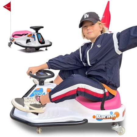 Bopilon 24V Go Kart for Kids 360 Degrees Rotating Electric Drift Crazy Car with High Low Speeds Brushless Motor