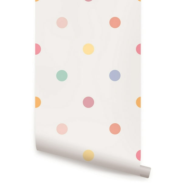 Polka Dot Peel and Stick Wallpaper SheetPink, 24 inches wide x 48