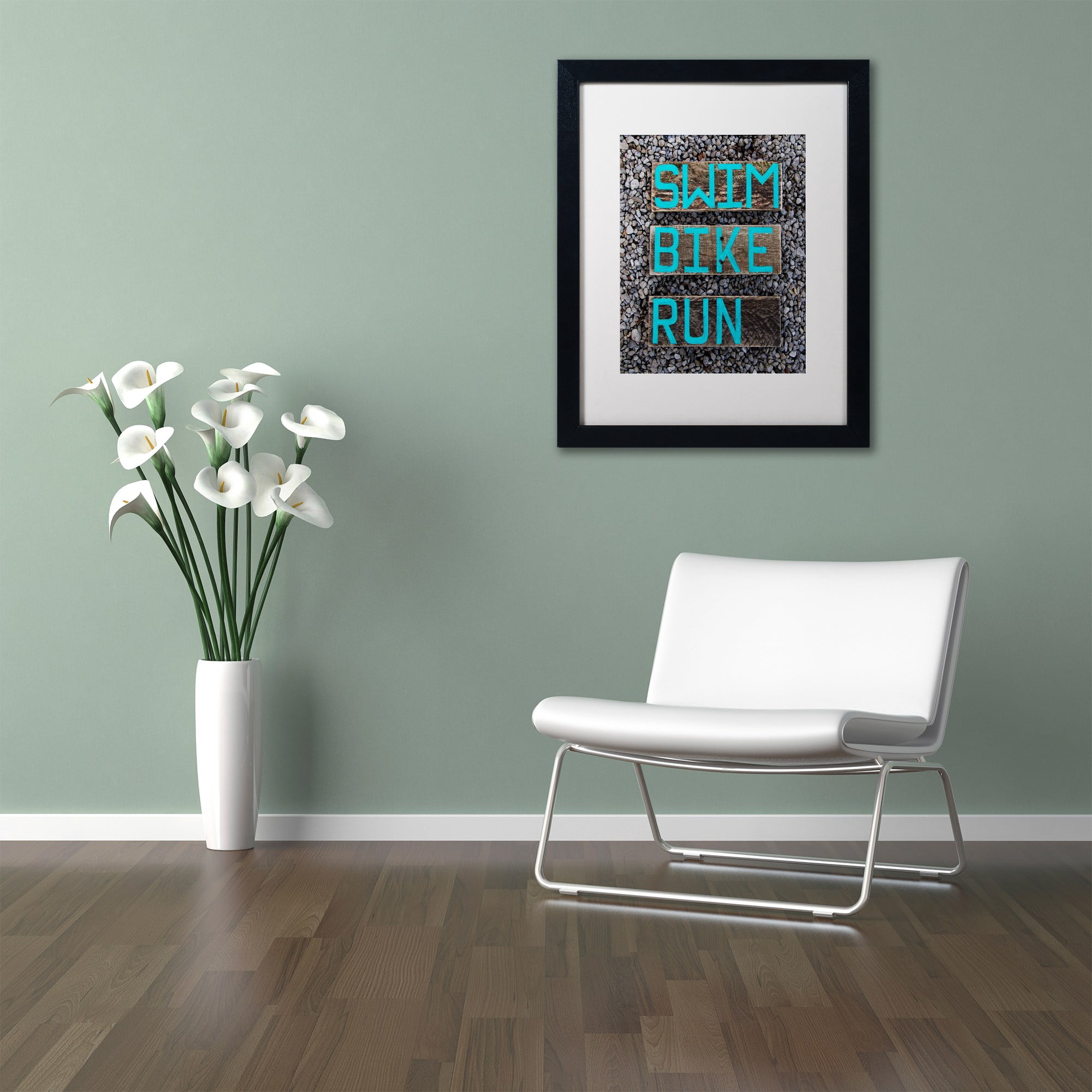 Trademark Fine Art 'The Triathlete' Canvas Art by Nicole Dietz, White Matte, Black Frame
