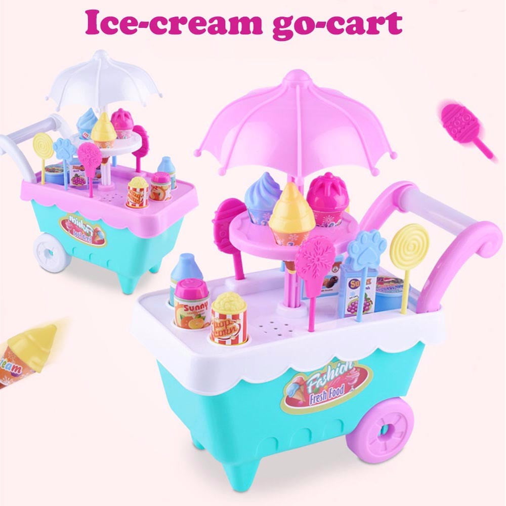 Mosunx Children Gift Ice Cream Cart Play Set Kids Pretend Play Toy Food Toys Education Walmart Com Walmart Com