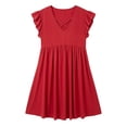thumbnail image 7 of Summer Dresses for Women 2026 Loose V Neck Dresses Plus Size Women's Solid Ruffle Sleeved V-Neck Knee-Length Dresses Red Xxxl, 7 of 7