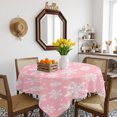 thumbnail image 3 of Pink White Snowflake Christmas Table Cloth Waterproof Tablecloths, Winter Xmas Snowflakes Tablecloth Dining Table Cover for Kitchen Party Tabletop Outdoor, Square Tablecloth 54x54 Inch, 3 of 9