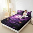 thumbnail image 4 of jejeloiu Spooky Pumpkin Lantern Twin Sheet Sets,Cartoon Halloween Witch Twin Fitted Sheet,Spooky Castle Flat Sheet For Boys Teens,Ultra Soft Home Decor,3 Pieces, 4 of 7