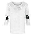 thumbnail image 4 of Ounisa Halloween Womens 3/4 Length Sleeve Tops Round Neck Loose Cute Tee Shirts Dressy Casual Print Blouses Tunic, 4 of 4