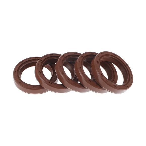 Unique Bargains Sello de Aceite Universal TC Doble Labio con Resorte de Acero Anillo de Sello de Eje Rotativo 26x35x7mm Alta Presión Caucho FKM Marrón 5 Pcs