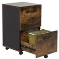 thumbnail image 1 of 2-Drawer Wood Mobile File Cabinet, 27" Deep Home Office Filing Cabinet with Removable Hanging File Rack For Letter & A4 Size Folders, 5 Casters, Rustic Brown, 1 of 7