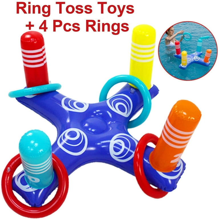Pool Ring Toss Pool Game Toys Floating Swimming Pool Ring with 4 Pcs Rings  for Multiplayer Water Pool Game Kid Family Pool Toys & Water Fun Beach  Floats Outdoor Play Party Favors