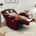 thumbnail image 6 of MCombo Power Electric Recliner Chair with Heat and Vibration, Fabric Living Room Chair, Burgundy, 6 of 11