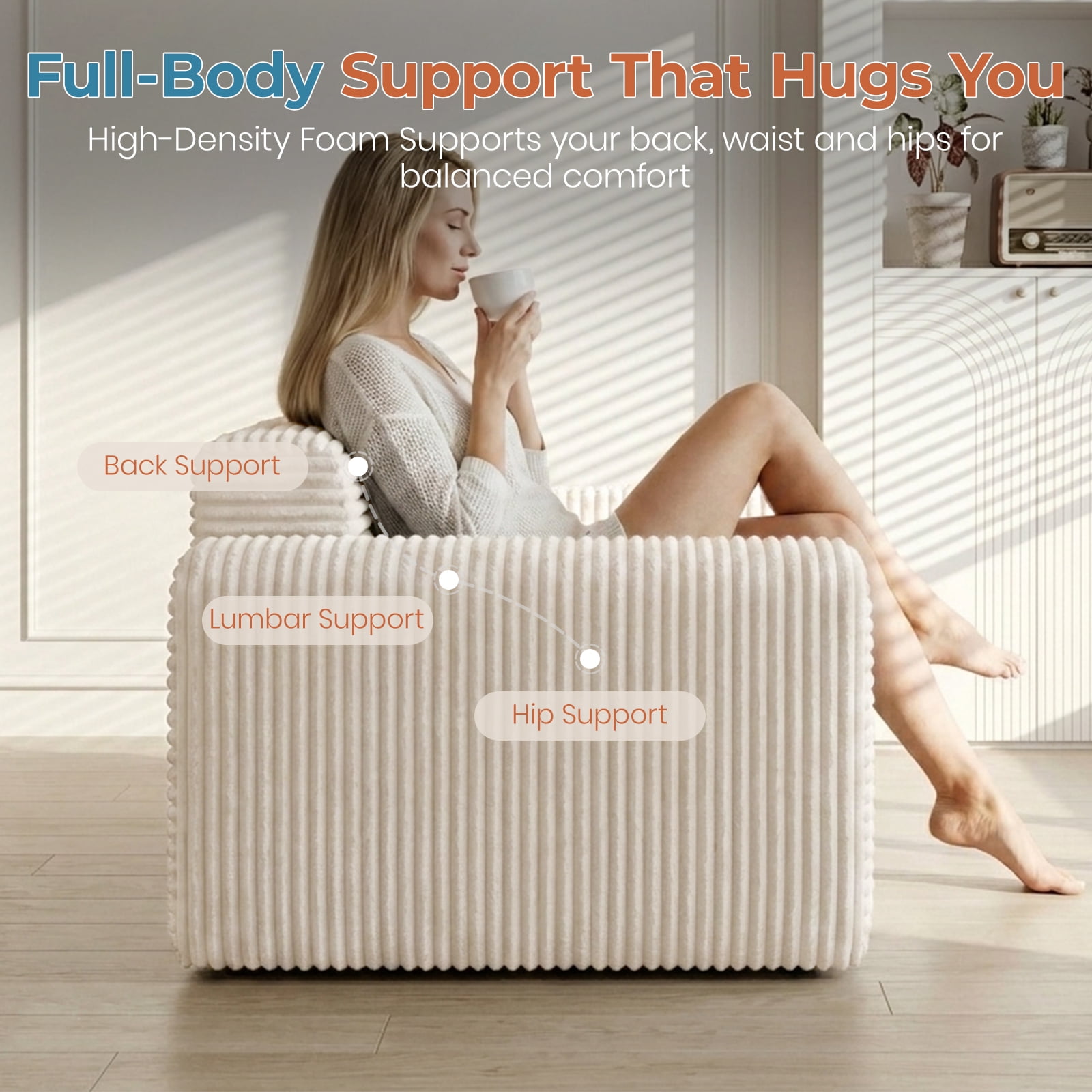 Single Pull Out Folding Sofa Bed, Corduroy Convertible Sleeper Couch with High Density Memory Foam & Pillow, 75.6" Sleeping Surface Space Saving Sofa for Dorm Apartment Guest Room