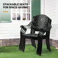 thumbnail image 6 of Ktaxon 2Pcs Patio Chairs, Stackable Cast Aluminum Dining Chair Floral Pattern, Weather Resistant Metal Bistro Seating for Poolside, Backyard, Balcony (Black, With Cushion), 6 of 8