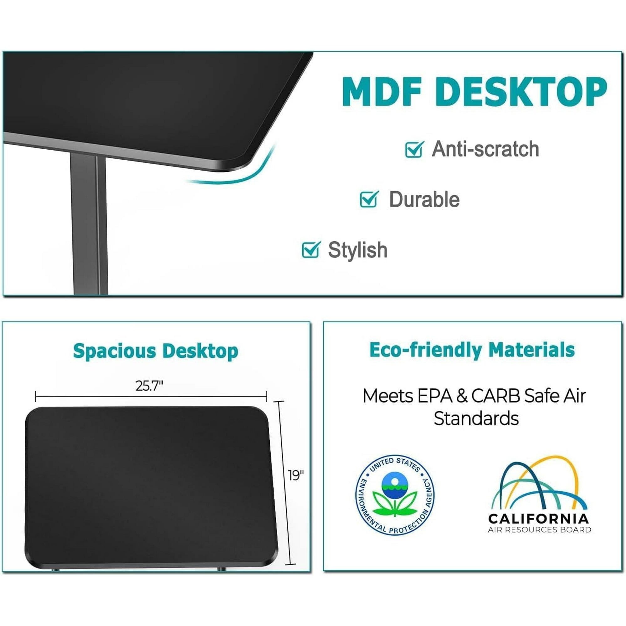 Small Standing Desk, Mobile Stand up Desks with Lockable Wheels, Adjustable Height, 26 Inch Portable Rolling Laptop Computer Desks for Home,Black