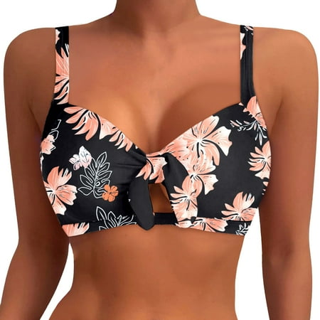 Womens Bikini Top Ruffle Flounce Solid Bathing Suit Swimsuit Tops Pink S