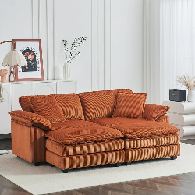 Noble House Canapé Modulaire Moderne Grand 2 Places, Canapé Combiné Style Nuage Confortable pour Salon, Orange