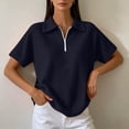 thumbnail image 5 of Otntypg Women's Quarter Zip Short Sleeve Tops Lightweight Casual Waffle Knit Collared Golf Shirts Loose Fit Dressy Textured Pullover Blouse, 5 of 8