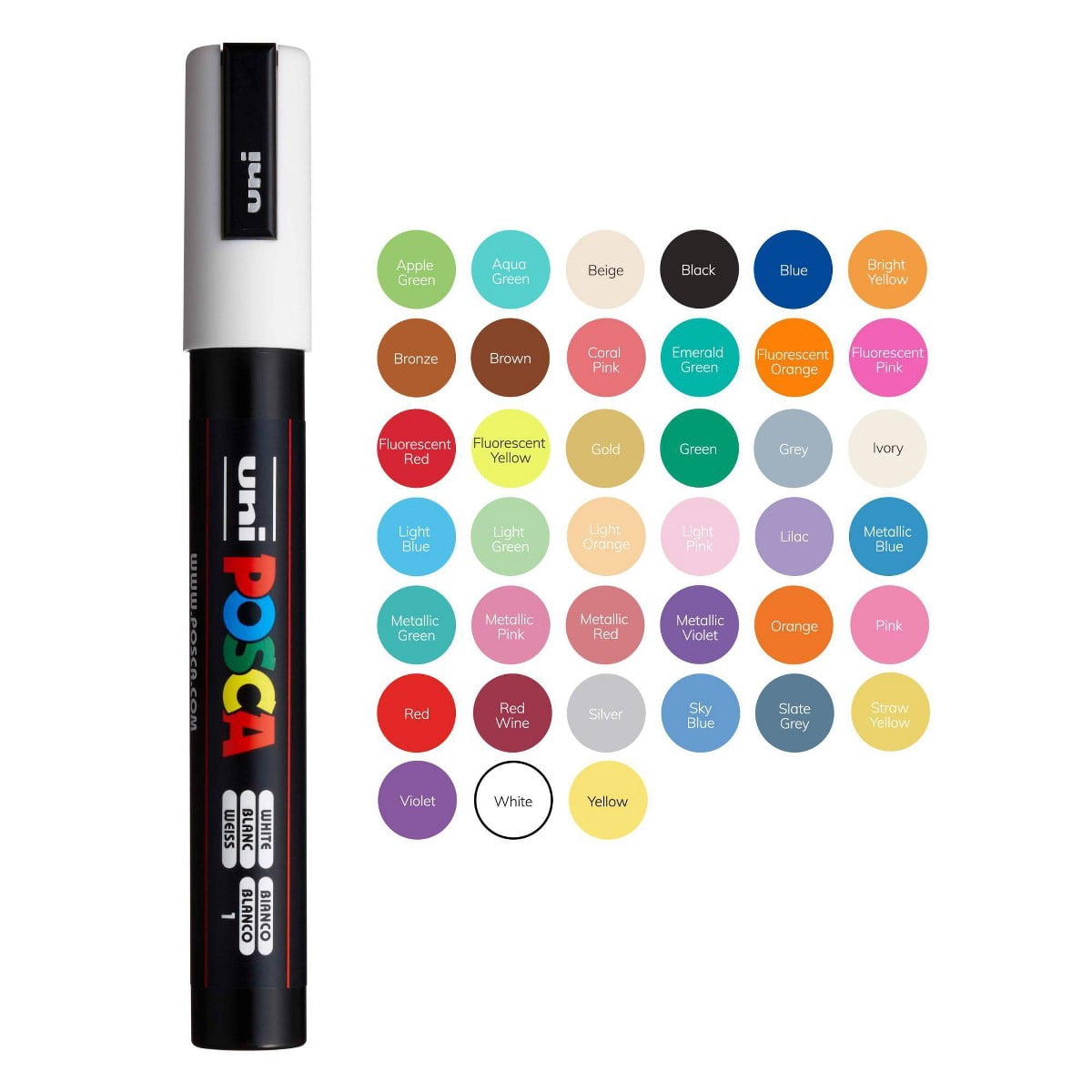 POSCA 16pk PC-5M Water-Based Paint Markers Medium Point 1.8-2.5mm, Assorted Colors Art Set