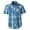 1045W- Turquoise / White / Black Line, variant on Boys Casual Western Plaid Pearl Snap-on Buttons Short Sleeve Shirt