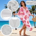 thumbnail image 4 of XYZCANDO Kaftan Dresses for Women V-Neck Swimsuit Cover Up Plus Size Beach Caftan Lounge Dress Flowy Batwing Sleeve Beach Cover Ups Pink Hibiscus Flowers Print Resort Wear for Travel Vacation, 4 of 7