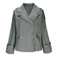 thumbnail image 6 of Bibifish Women's Jackets Solid Color Trench Short High Collar Double Windbreaker Classic Style Comfy Workout Daily Wear Coats, 6 of 6